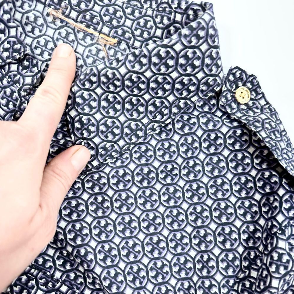 Tory Burch lightweight sheer pattern button down blouse M - Picture 8 of 13